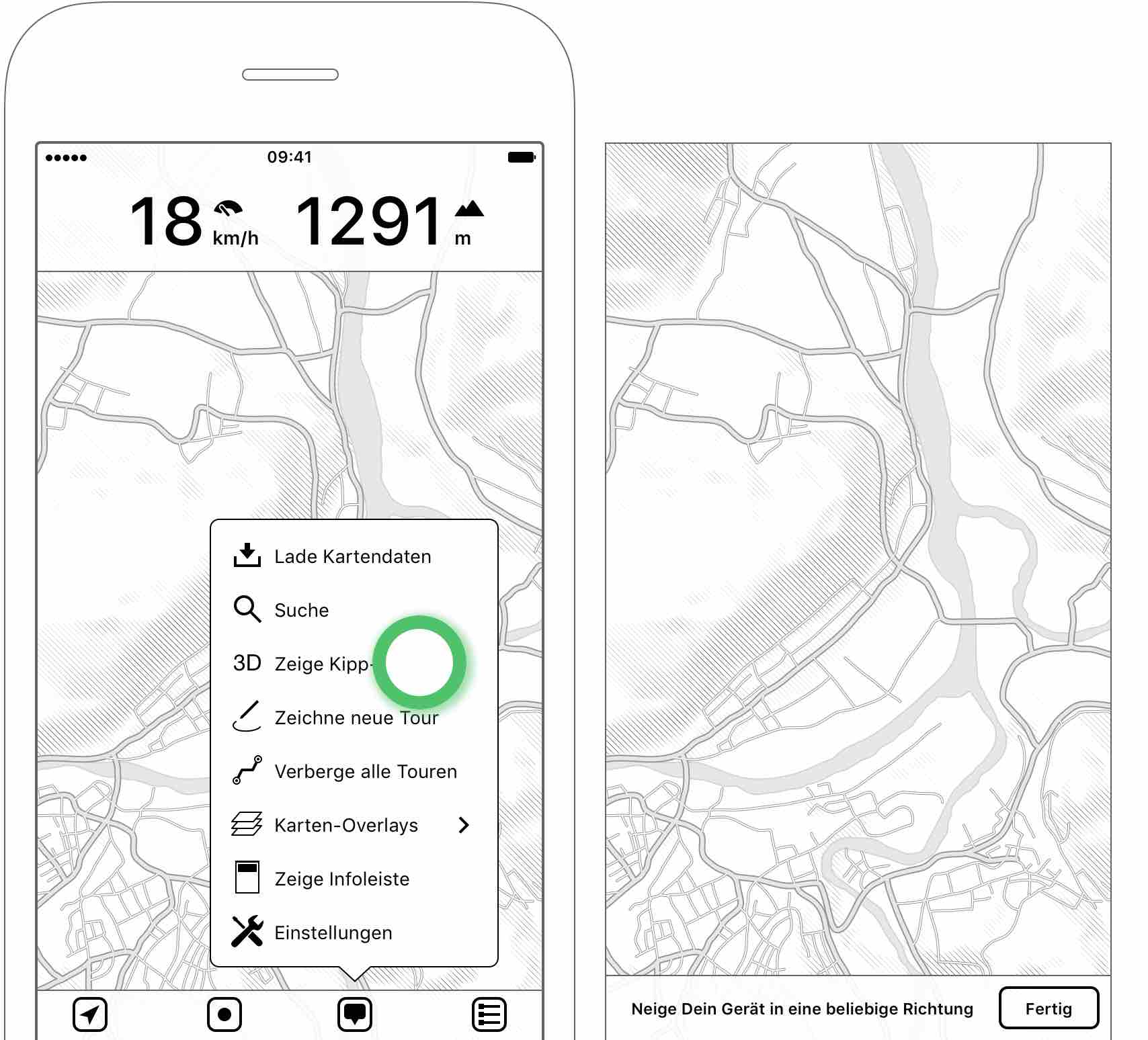 Abbildung 2.12: 3D Ansicht — Erkunde die Karte durch Neigen des Geräts