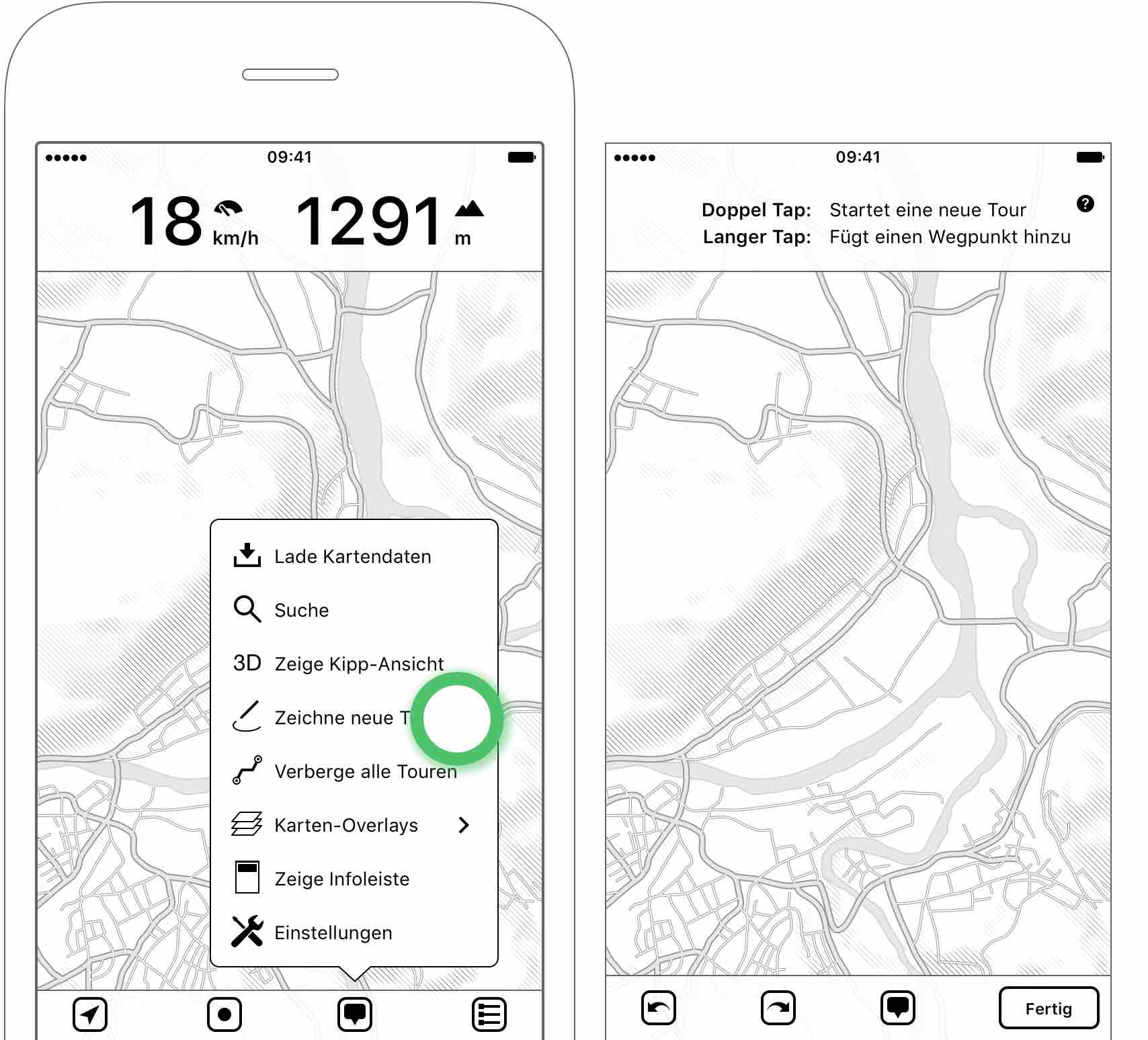 Abbildung 2.13: Touren zeichnen — Der Zeichnungseditor