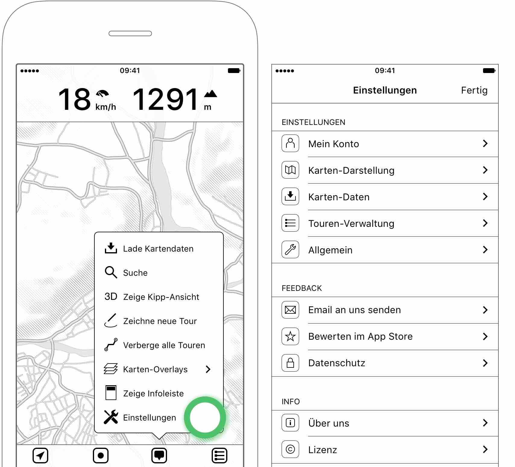 Abbildung 4.1: Öffnen der wichtigsten App-Einstellungen