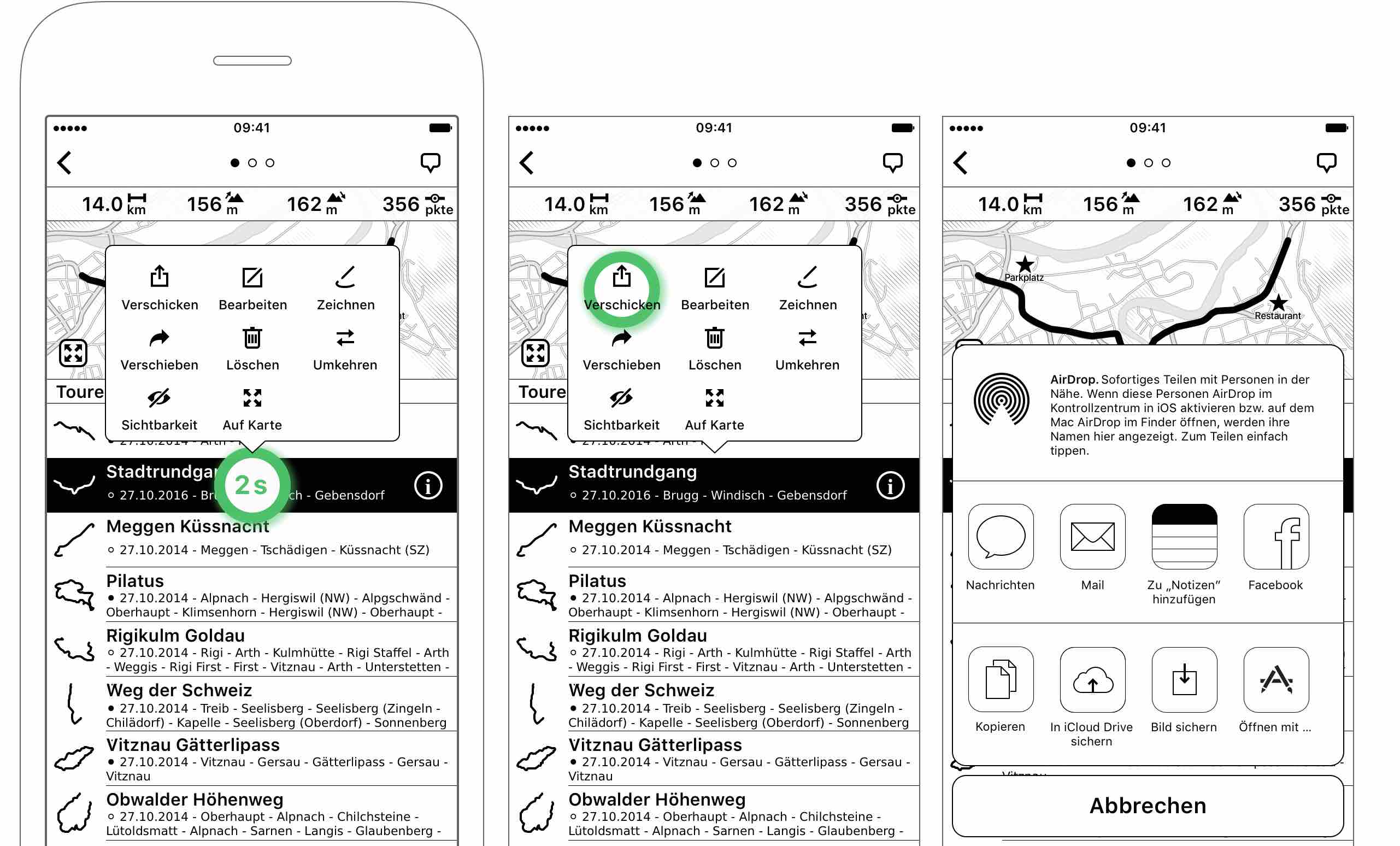 Abbildung 3.6: Eine Tour verschicken