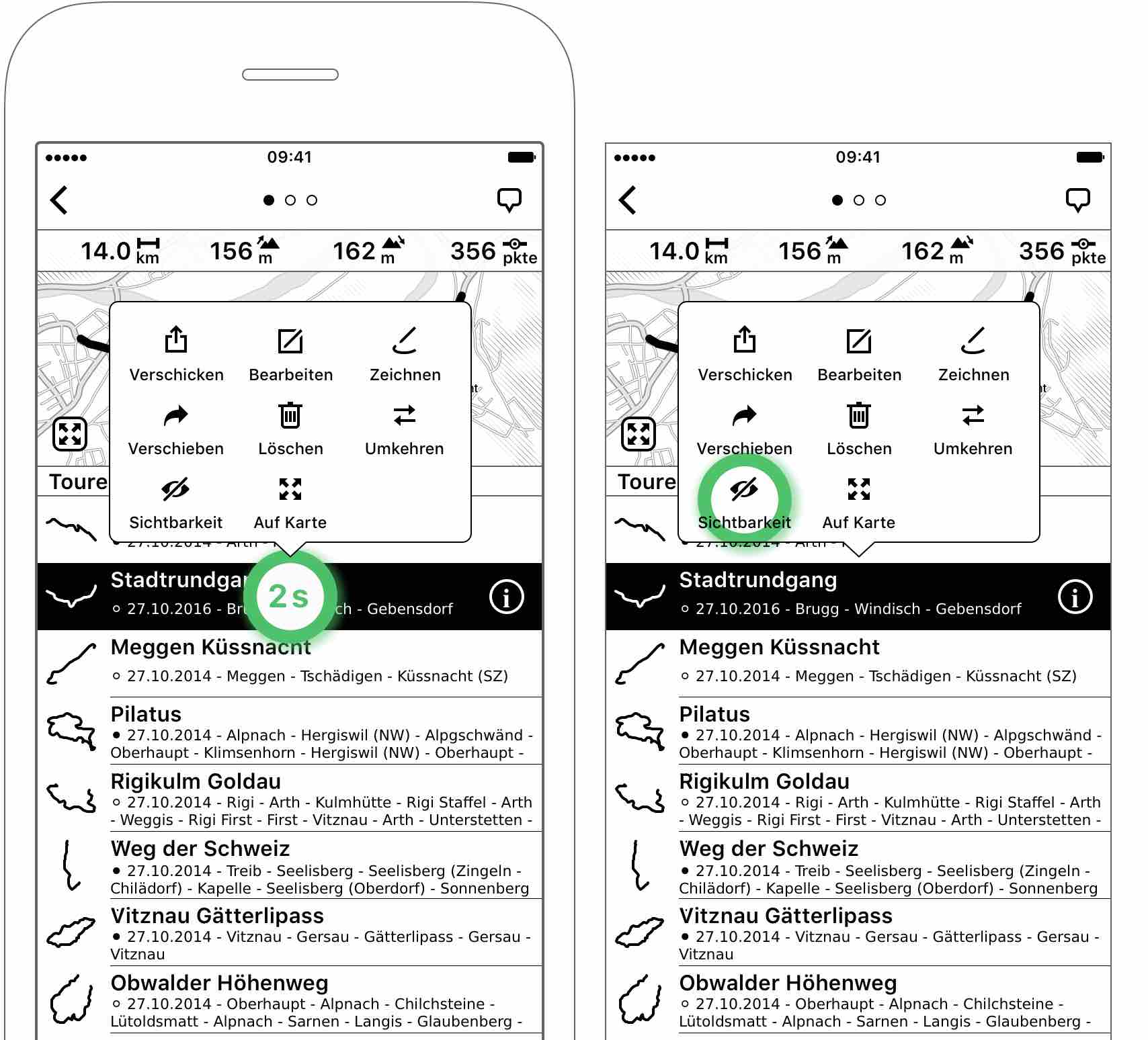 Abbildung 3.11: Sichtbarkeit einer Tour ändern
